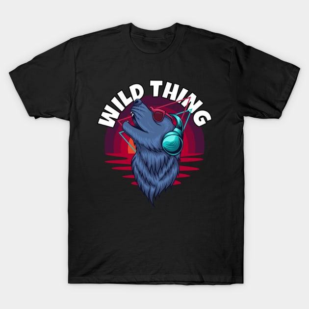 Howling Wolf with Headphones – Wild Thing T-Shirt by RockReflections